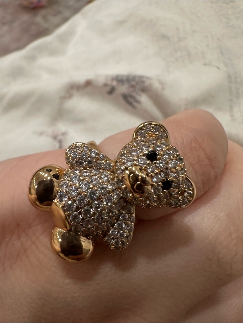 Gold and Silver Teddy Bear Ring size 9 - Picture 6 of 7